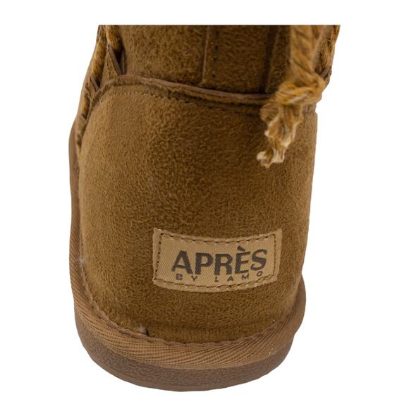 Apres Lamo Chestnut brown Faux Fur Trim Terrace Lace Accent Winter Boots 9 - Picture 5 of 10